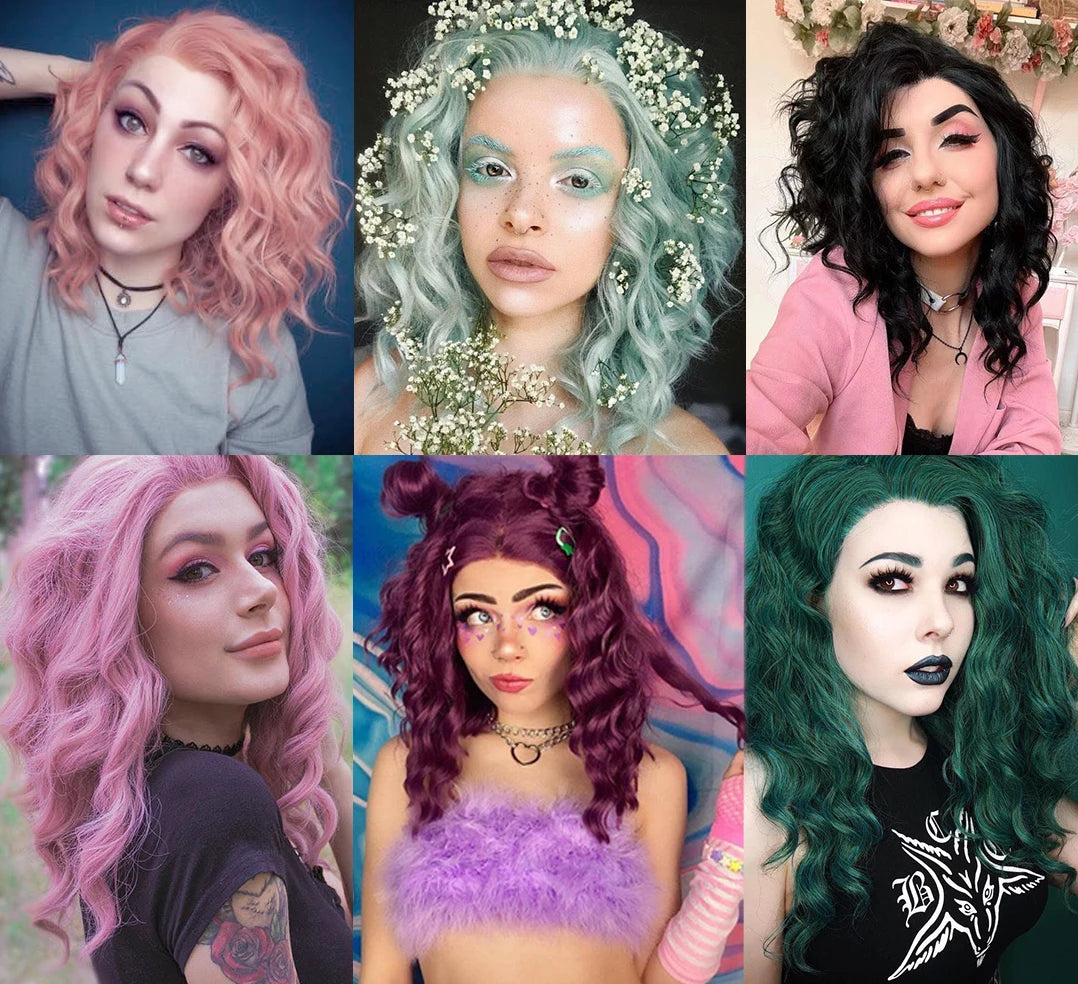 Water Wave Short Synthetic Lace Front Wigs - Various Colors Available