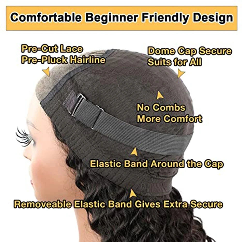 Loose Wave Transparent PrePlucked Lace Front Glueless Human Princess Hair Wig
