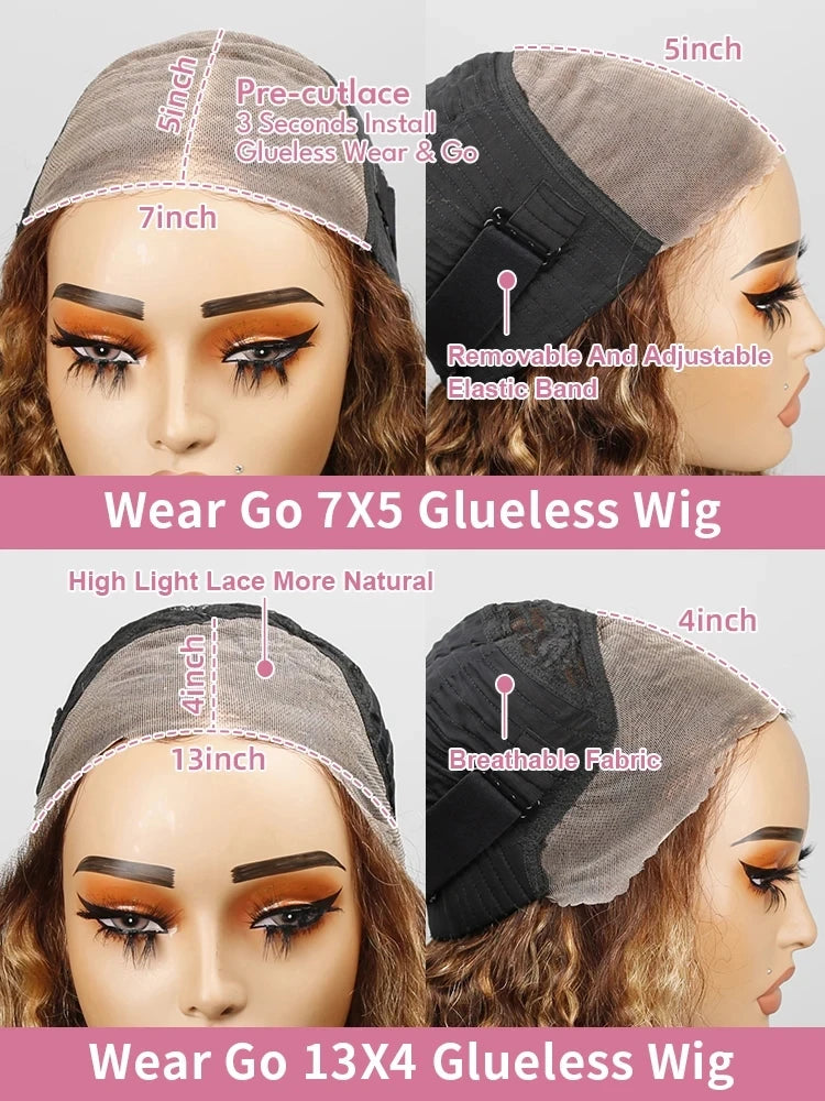 Deep Wave Ombre Highlight - Glueless Lace Frontal Human Hair Ready To Wear Wig