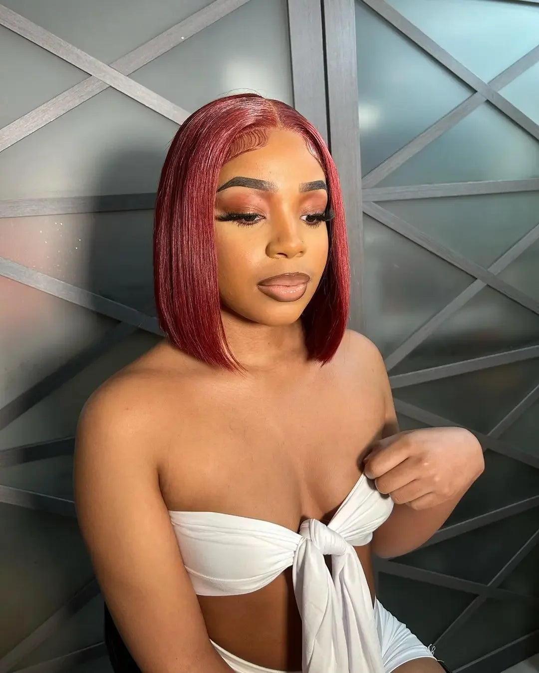 99J Burgundy 13x4 Straight Bob Pre Plucked Pre Cut Transparent Lace Human Hair Glueless Wig
