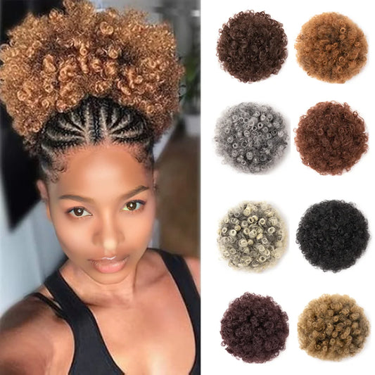 Afro Kinky Curly Puff Drawstring Synthetic Bun Ponytail