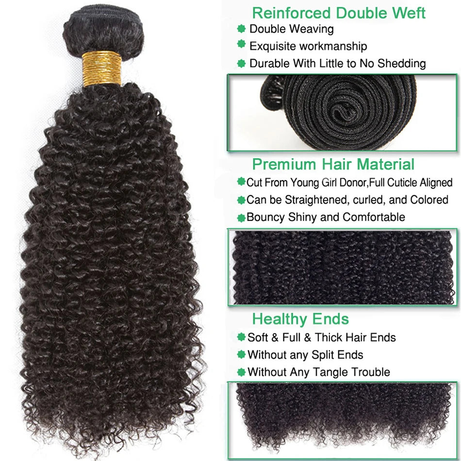 Kinky Curly Hair Raw Indian Hair Bundles In Natural Color