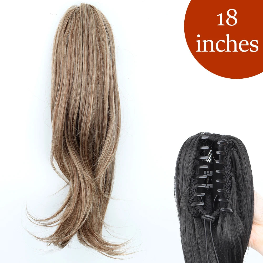 Synthetic Long Straight Claw Clip On 24Inch Ponytail