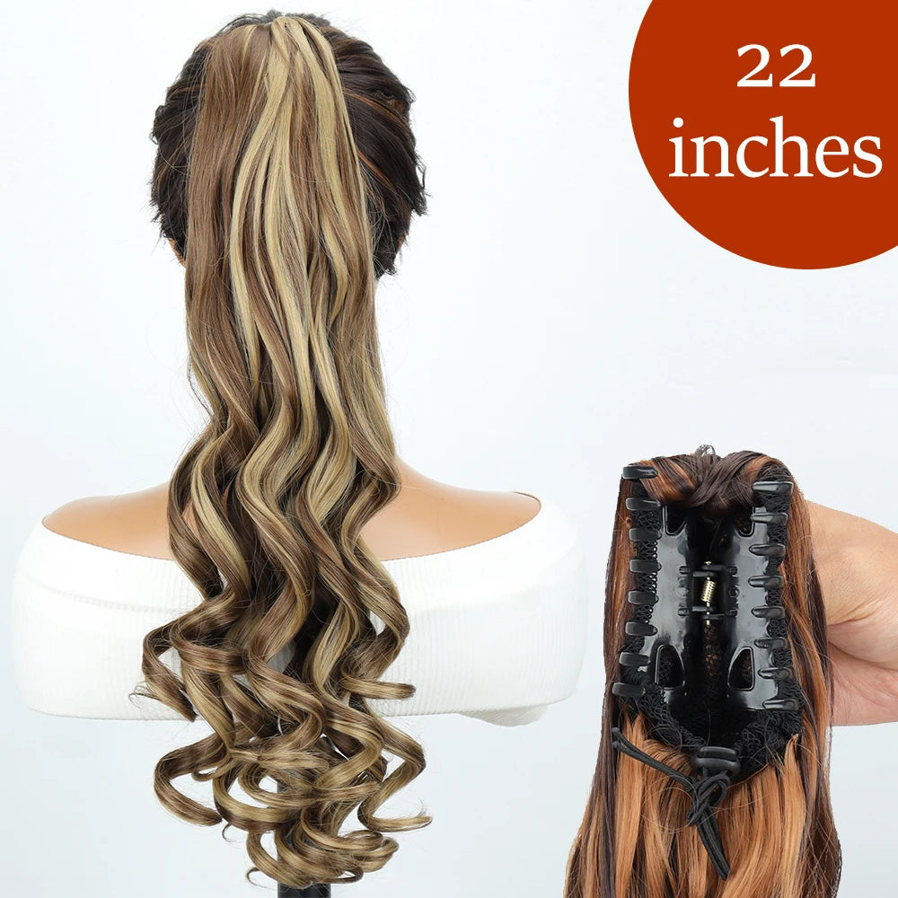 Synthetic Long Straight Claw Clip On 24Inch Ponytail