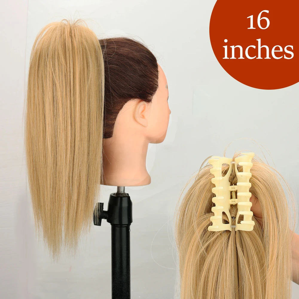 Synthetic Long Straight Claw Clip On 24Inch Ponytail