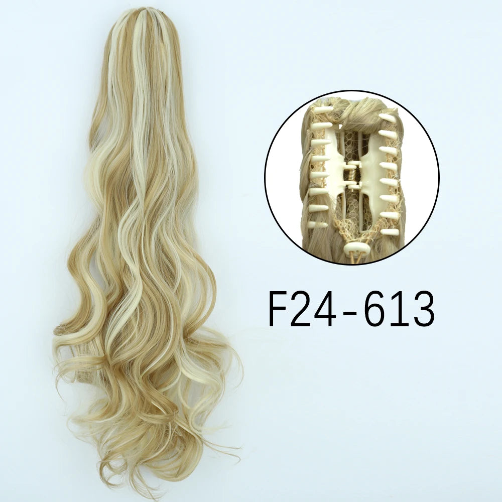 Synthetic Long Straight Claw Clip On 24Inch Ponytail
