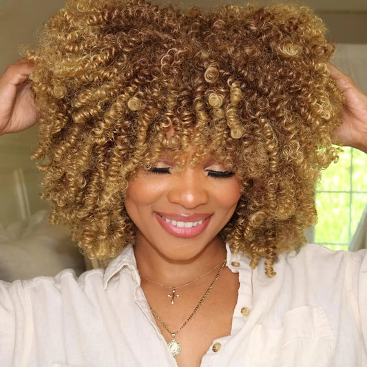 Synthetic Short Kinky Curly Wigs - Various Colors Available