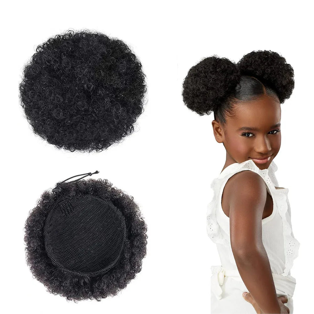 2Pcs Afro Puff Drawstring Ponytail, Synthetic Hair
