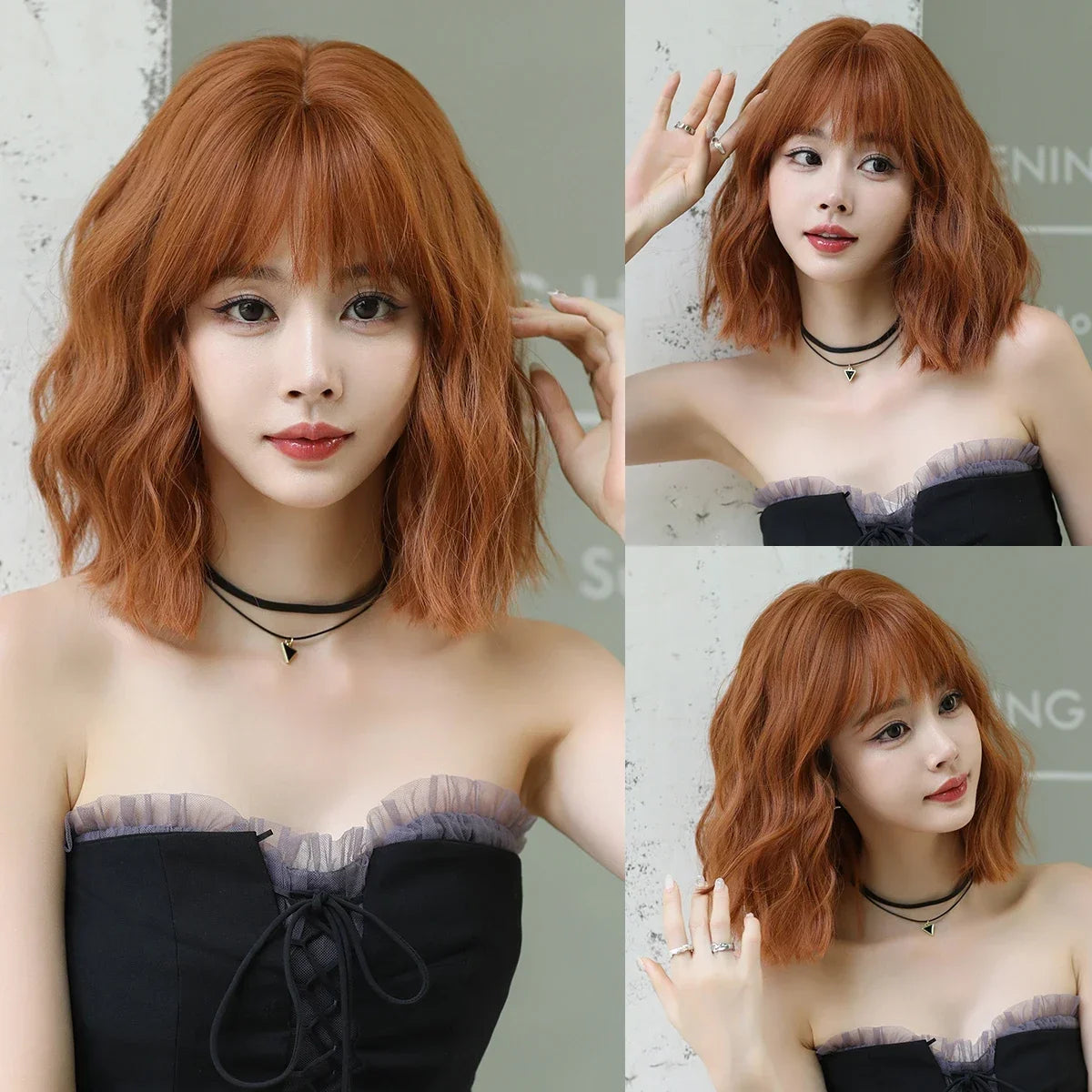 High Density Short Wavy Bob Synthetic Middle Part Wigs - Various Colors Available