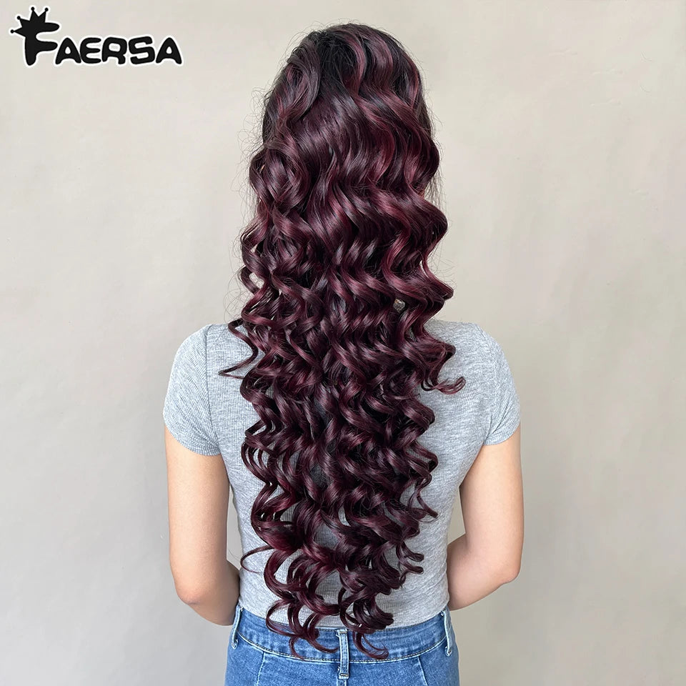24inch Synthetic Drawstring Curly Ponytail With secure Clip