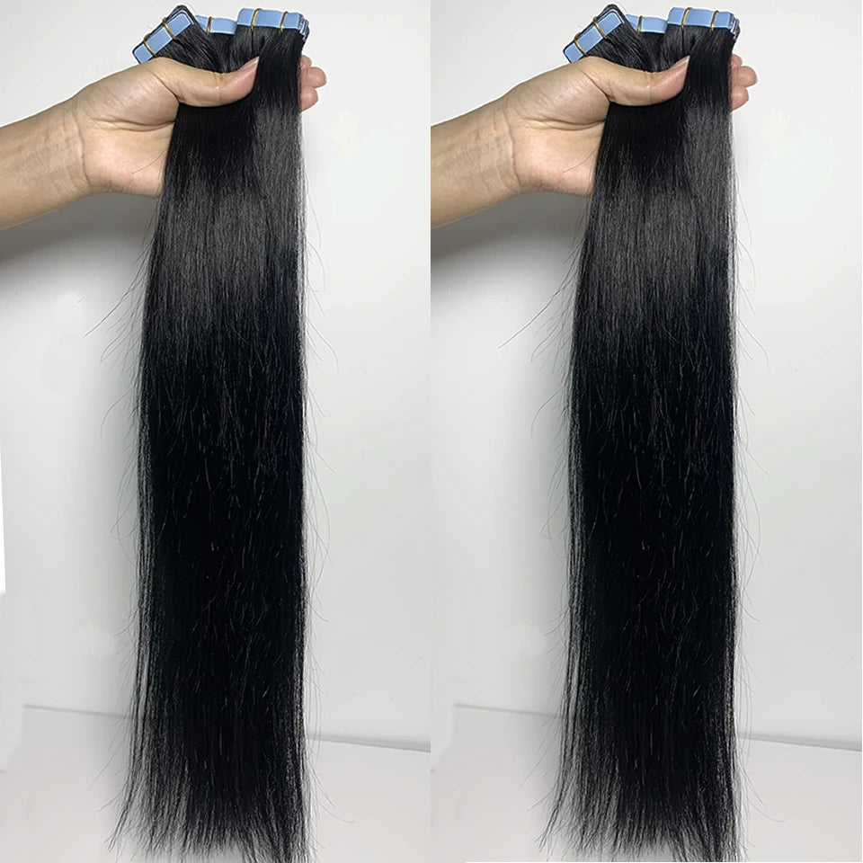Straight Remy Human Hair Skin Weft Adhesive Tape-Ins