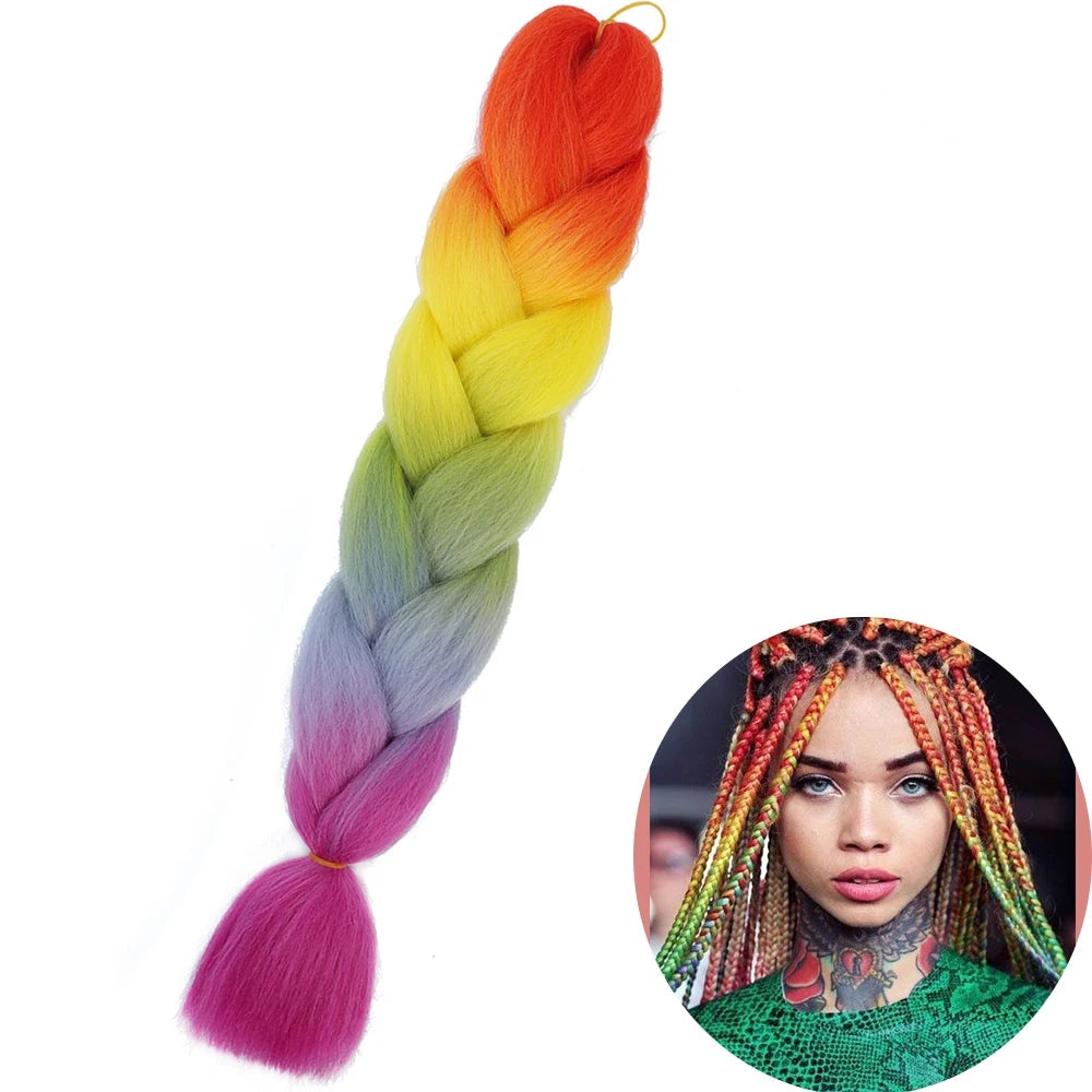 24" Synthetic Yaki Jumbo Braiding Hair - Various Colors Available