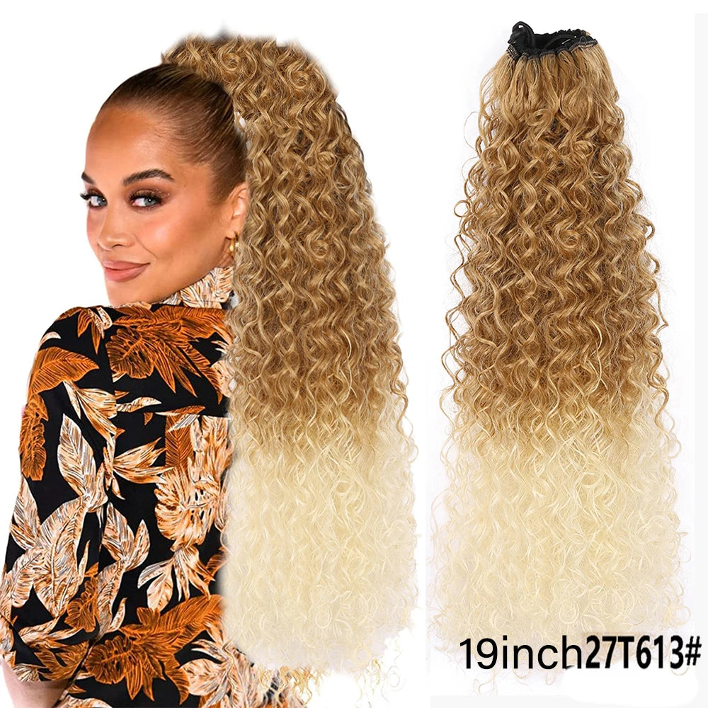 Long Synthetic Deep Wave Wrap Drawstring Ponytails - Various Options Available