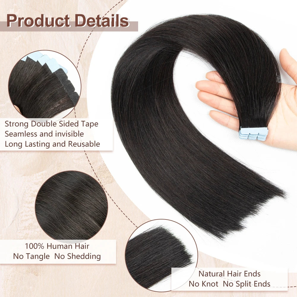 Mini Straight Invisible Seamless Double Sided Human Hair Tape Ins