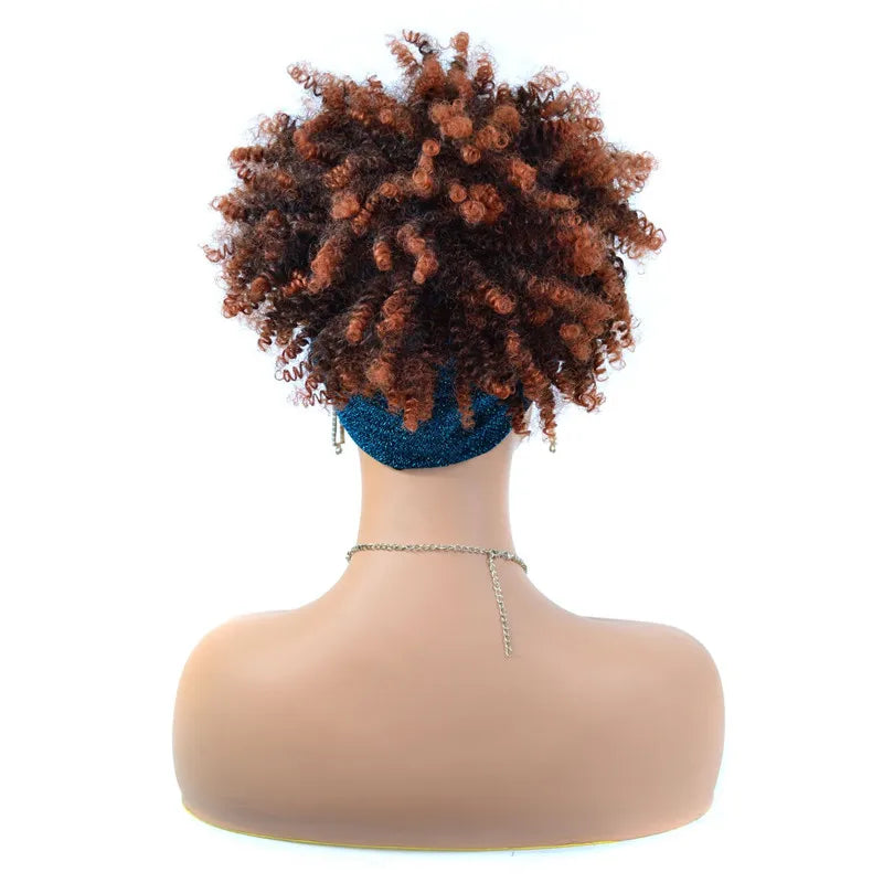 Synthetic Short Kinky Curly Headband Wigs - Various Colors Available