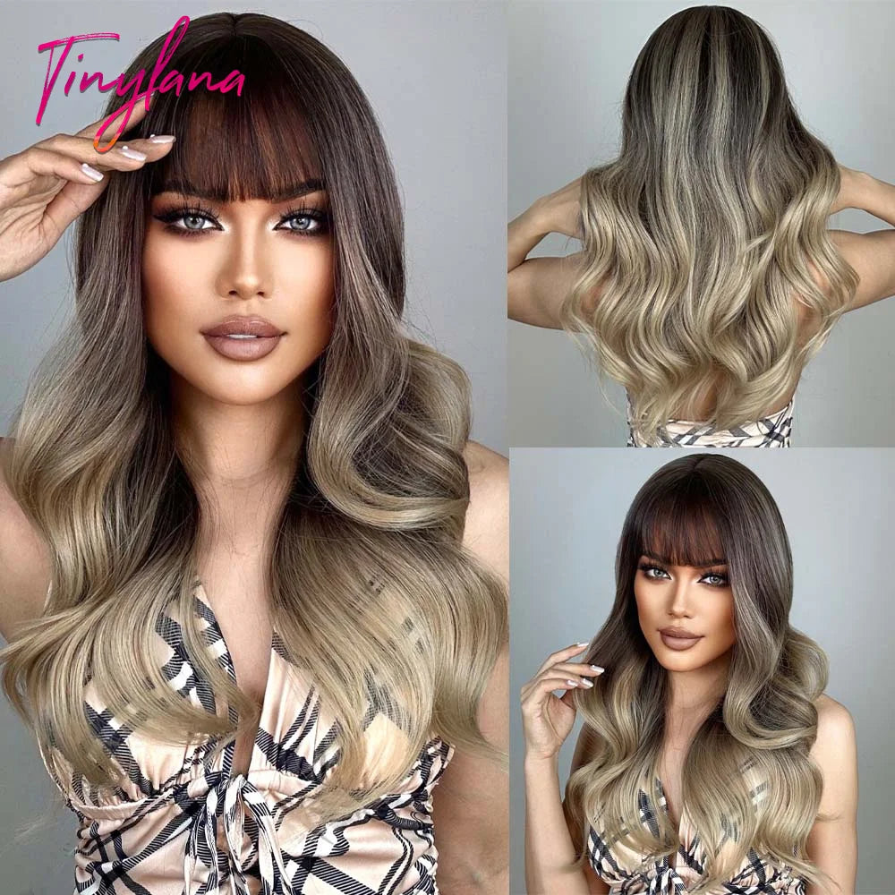Long Curly Wavy Cosplay Synthetic Wigs With Bangs - Various Colors Available