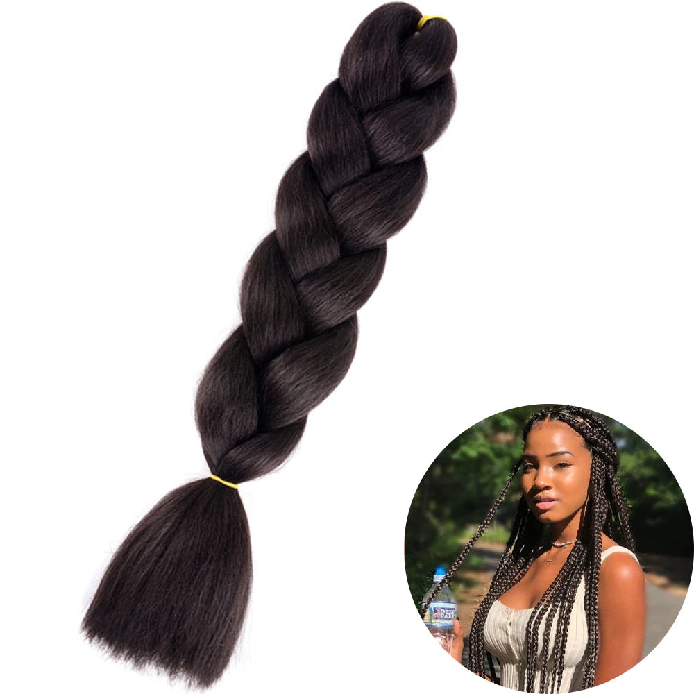24" Synthetic Yaki Jumbo Braiding Hair - Various Colors Available