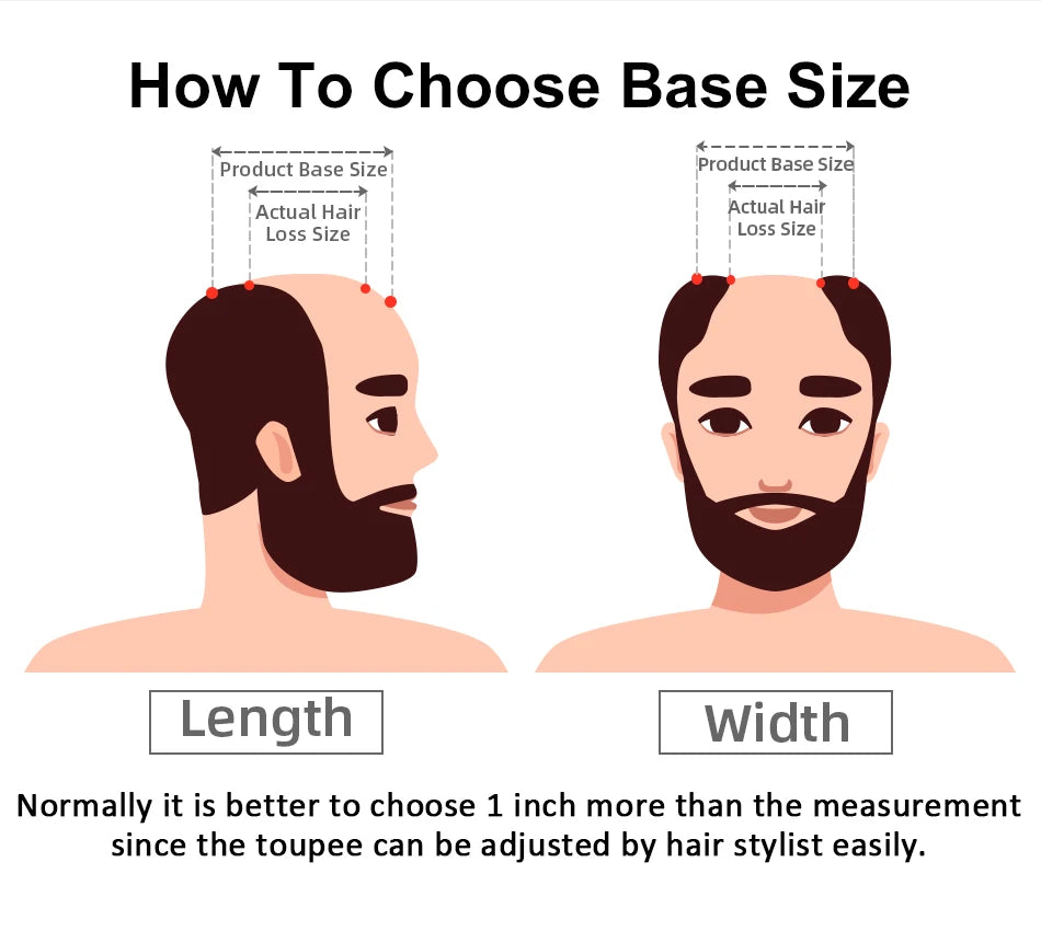 Straight or Wave Mono PU Men's 6inch Natural Human Hair Prosthesis Toupee/Hair Systems - Various Options Available