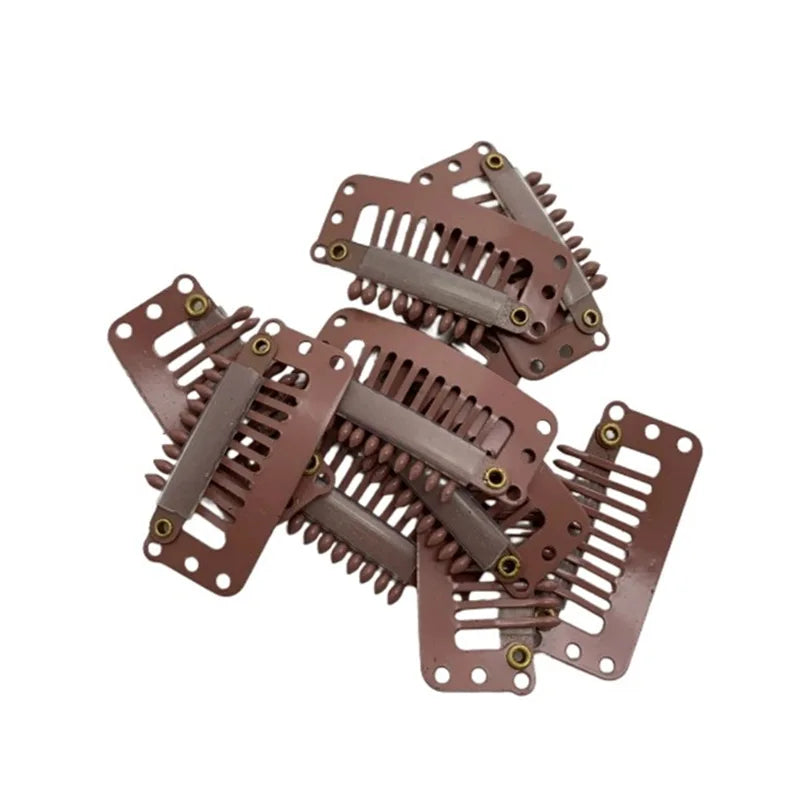 Small 24 Pcs 9-teeth Beige/Brown/Black Hair Clips for Extension Clip-Ins