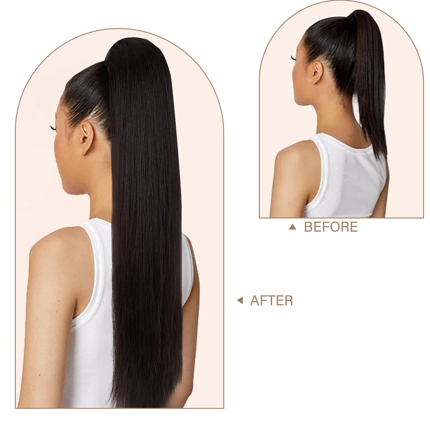 Synthetic Long Straight Drawstring Pony Tail With Clip - Various Options Available