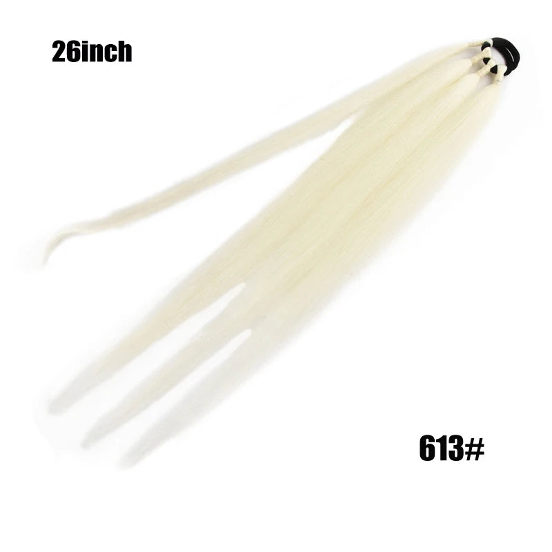 26/34inch Synthetic Long Straight Wrap Around Chignon Ponytail With Rubber Band