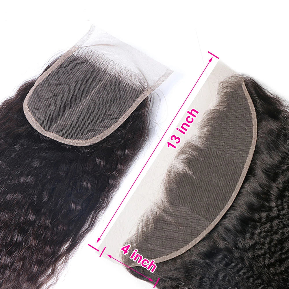 Raw Indian Yaki Straight 3 Bundles With HD Frontal Closure Human Hair Bundles