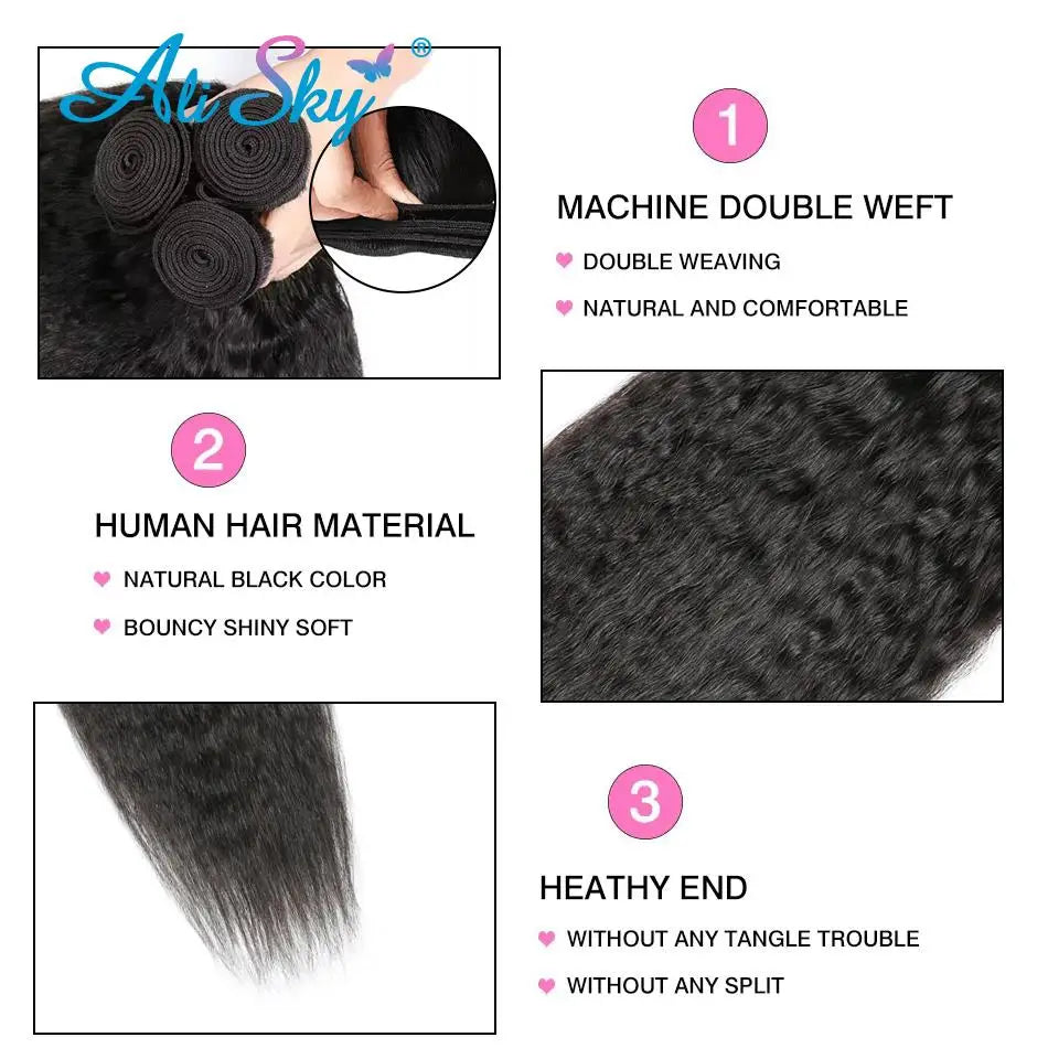 Peruvian Human Hair Kinky Straight Bundles
