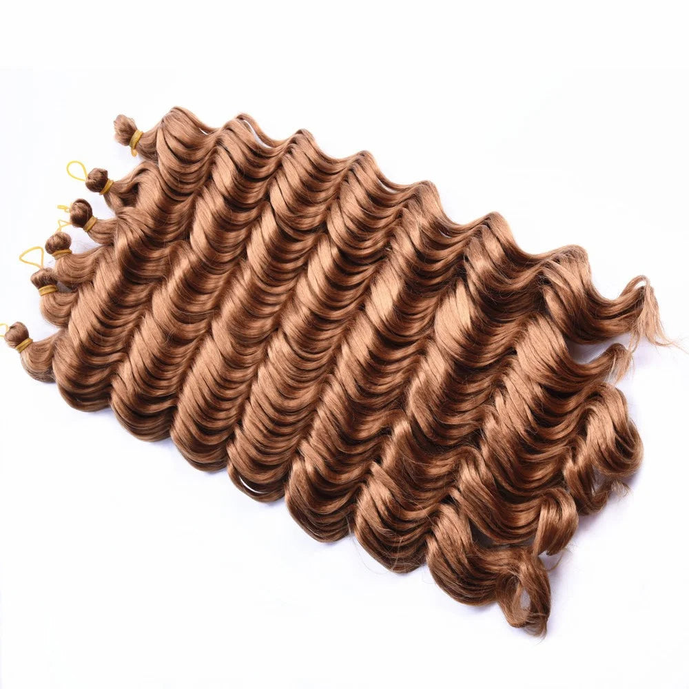 Ombre Deep Water Wave Bulk Crochet Synthetic Hair - Various Colors Available