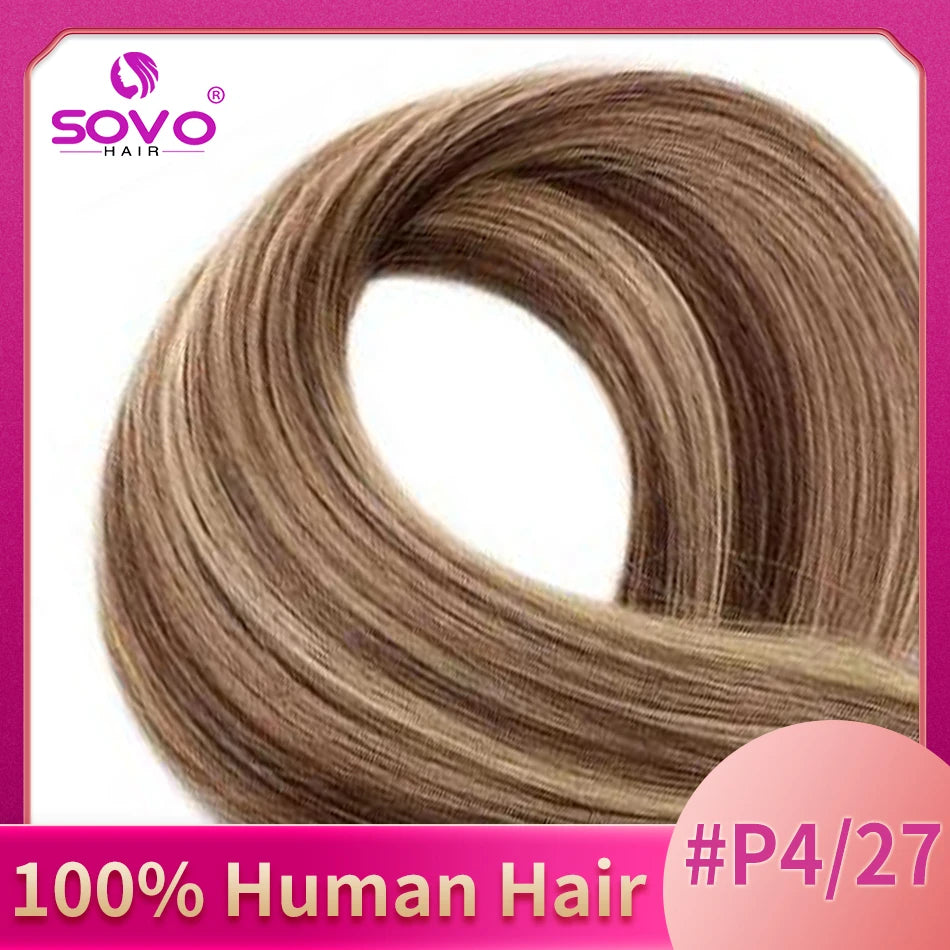 3 Pieces Bone Straight Human Hair Clip Ins