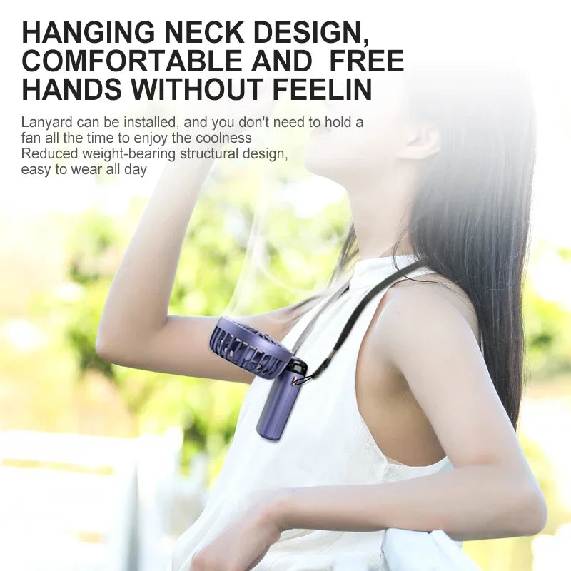 Handheld Mini Fan Foldable Portable Neck Hanging Fans 5 Speed USB Rechargeable Fan with Phone Stand and Display Screen 1800mAh