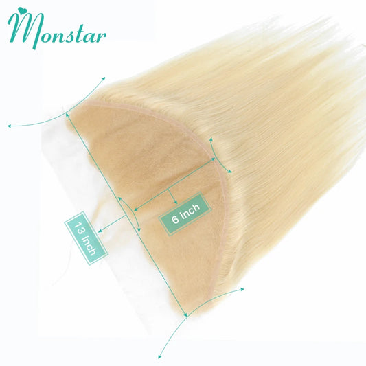613 Blonde Color Human Hair Straight HD Lace Frontal Pre Plucked with Baby Hair