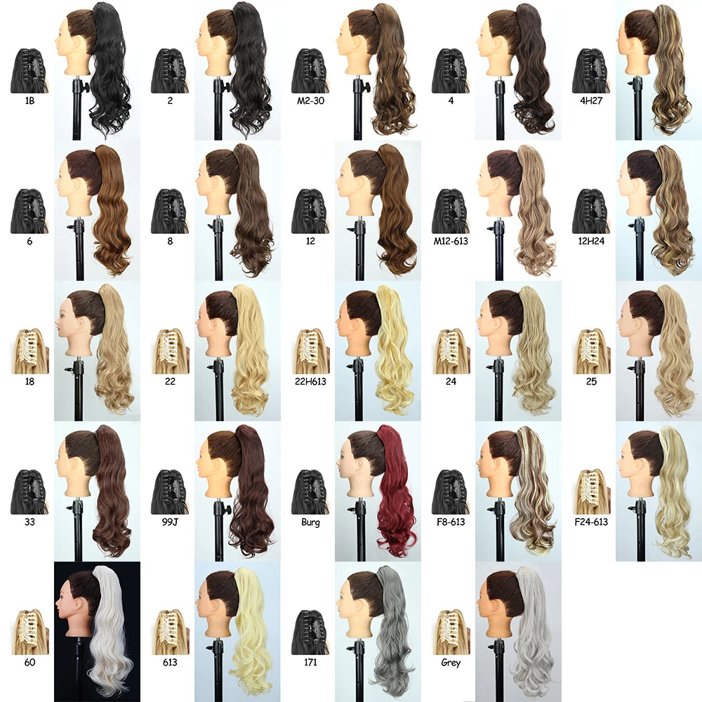 Synthetic 24" Long Wavy Claw Clip On Ponytail