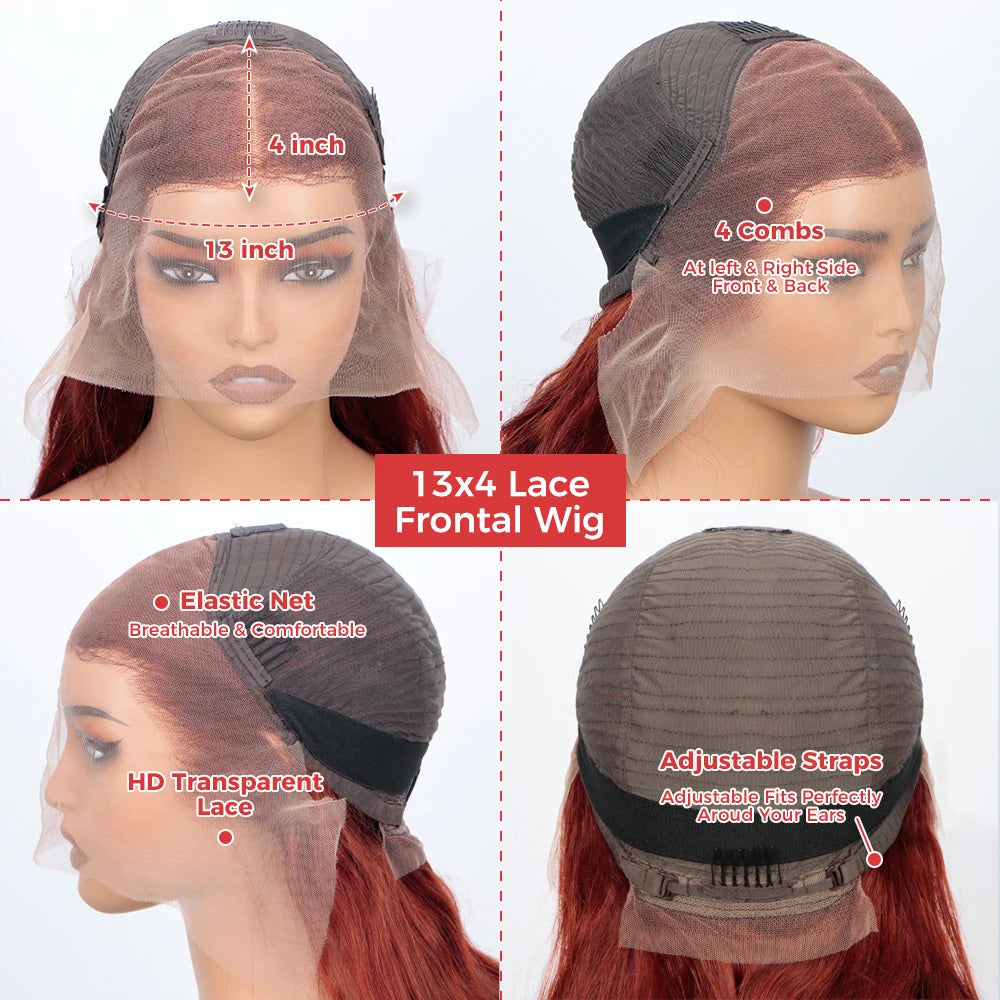 Reddish Brown Body Wave - Pre Plucked HD Lace Frontal Human Hair Wig