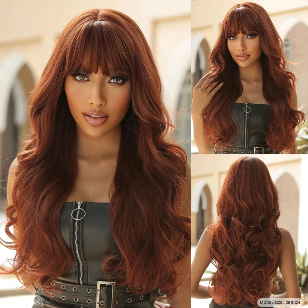 Long Curly Wavy Cosplay Synthetic Wigs With Bangs - Various Colors Available