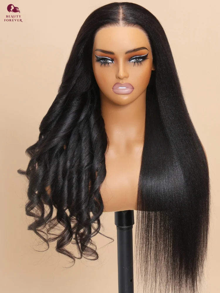 Yaki Straight - Elastic Drawstring Glueless Human Hair 7x5 Bye Bye Knots Wear and Go Wig