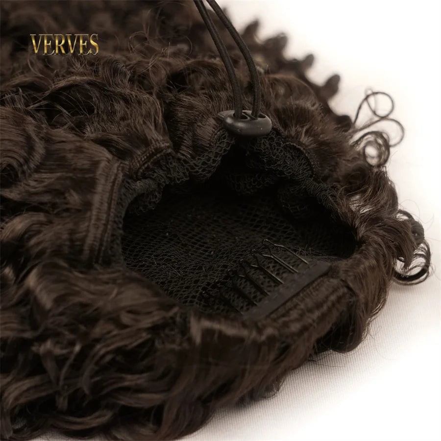 VERVES Synthetic 16Inch Drawstring Curly 16 Inch Ponytail