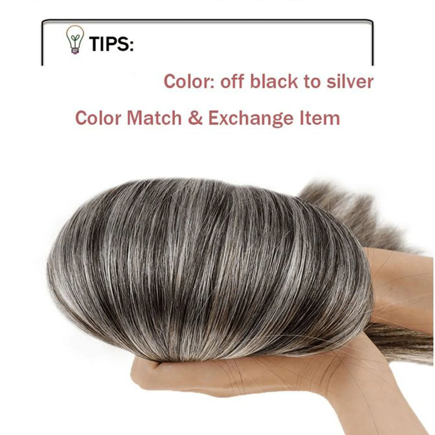 Gray Color Human Hair Seamless PU Clip In Hair Extensions - Straight