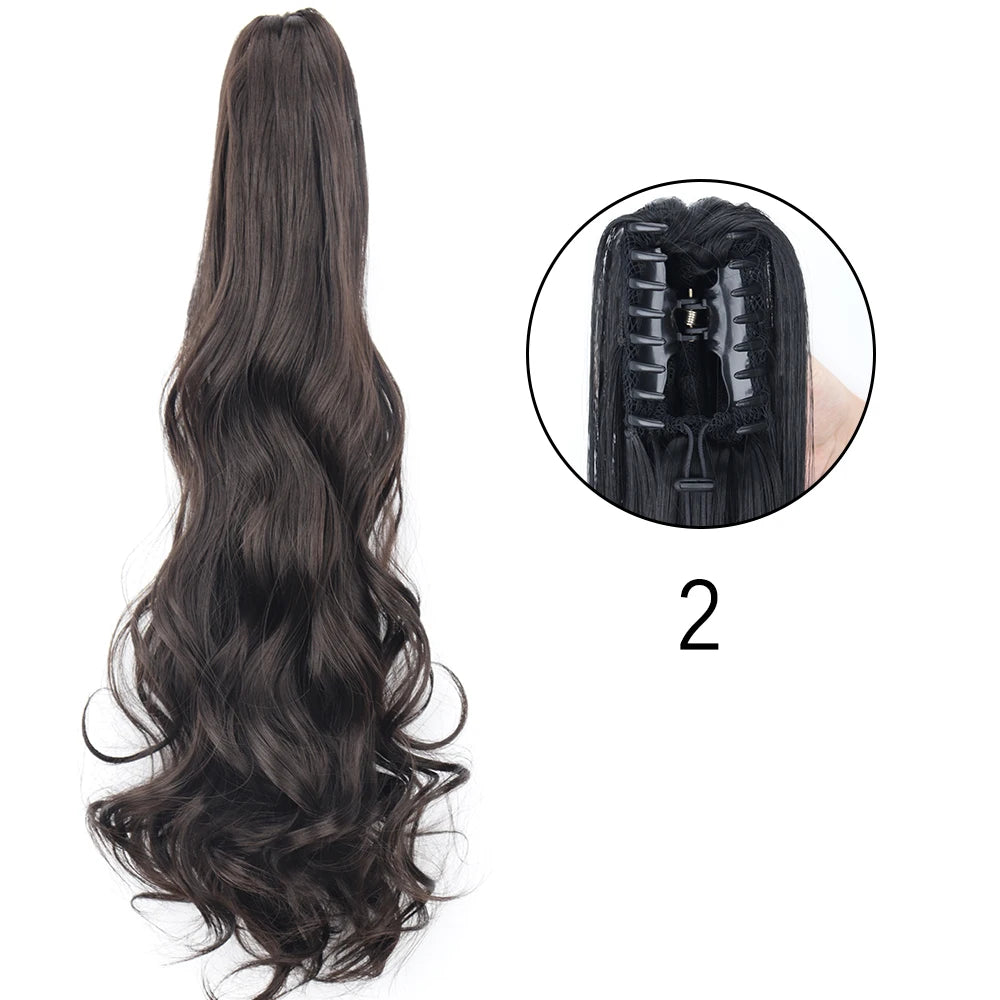 Synthetic Long Straight Claw Clip On 24Inch Ponytail