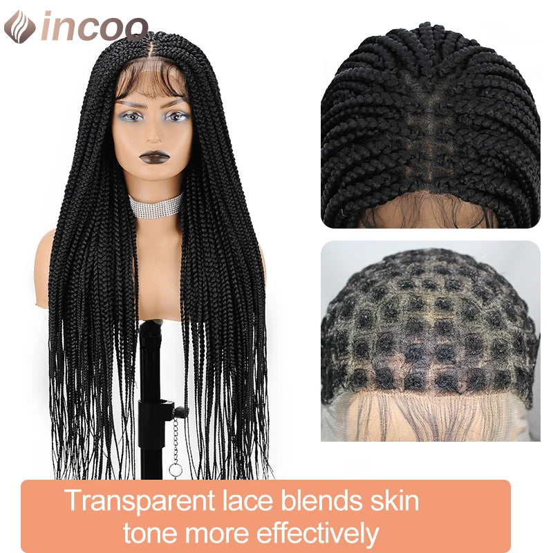 36" Full Lace Front Synthetic Box Braided Knotless Wigs - Various Colors Available