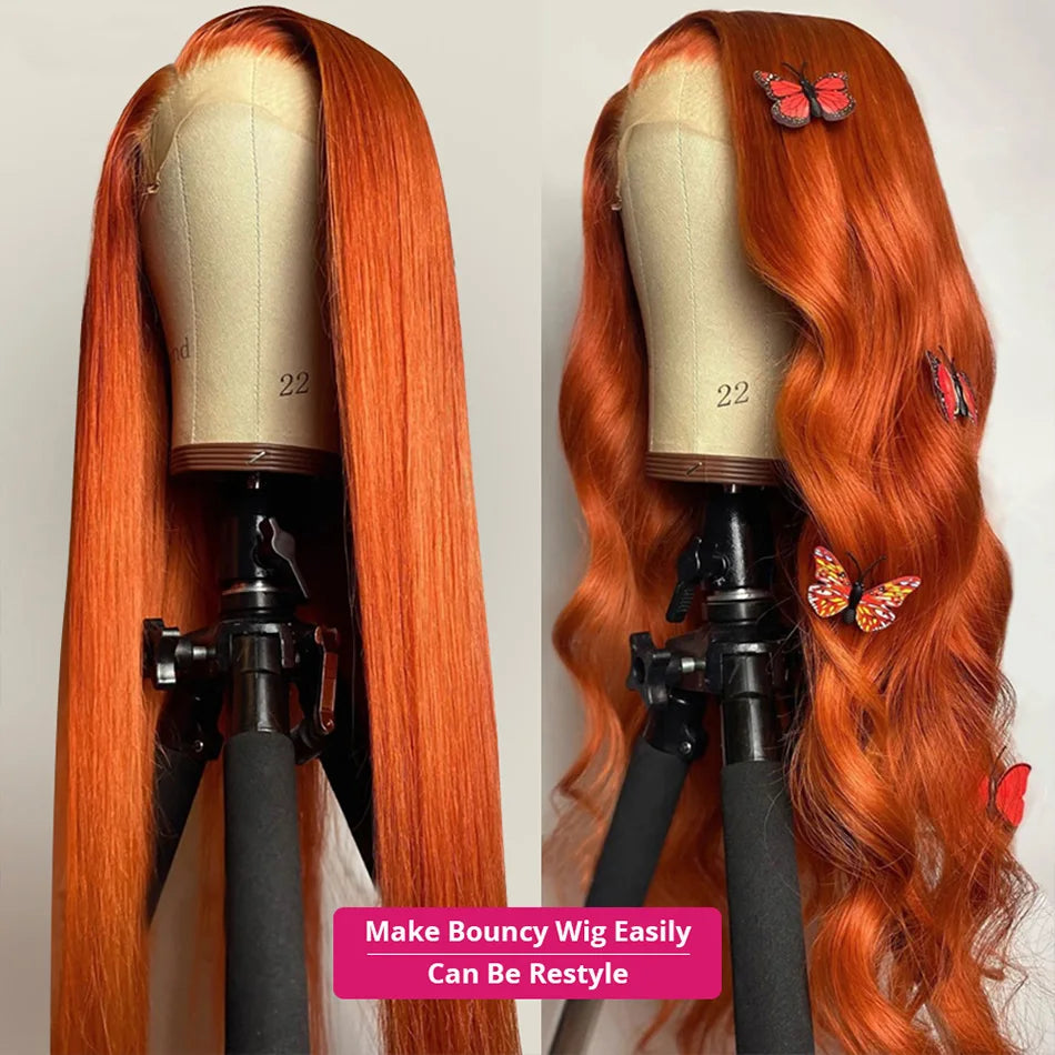 Ginger Orange Brazilian Body Wave - Glueless Lace Front Human Hair Wig
