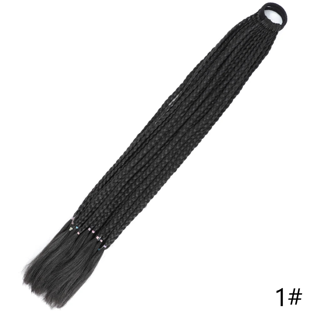 Synthetic Gradient Color Braided Ponytails With Elastic Band