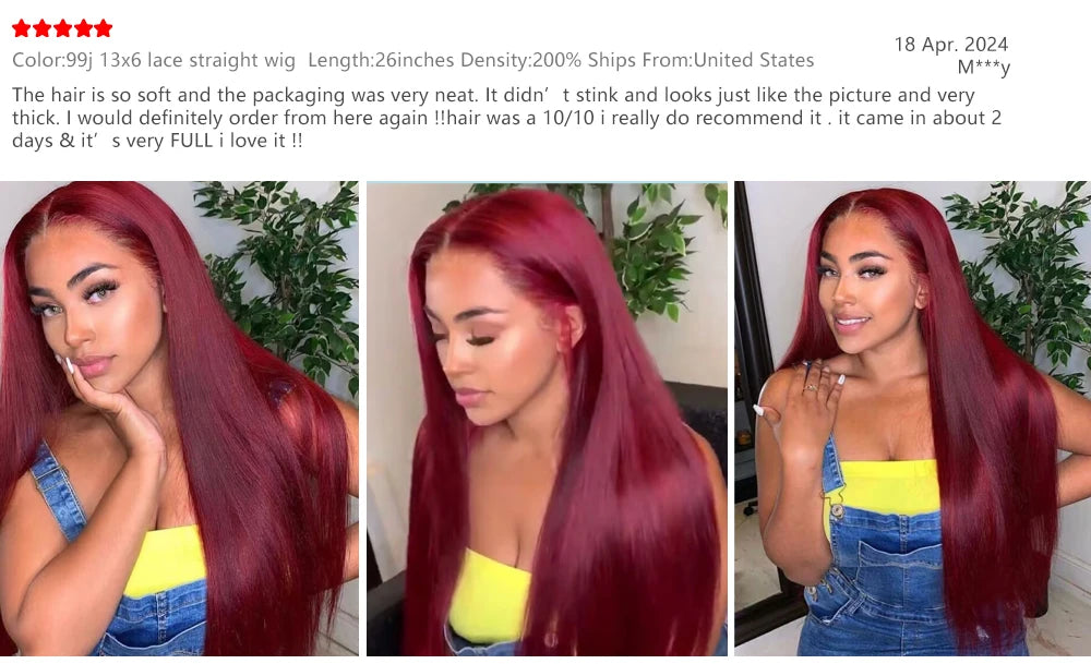 Burgundy Bone Straight - HD Lace Frontal Human Hair Wig