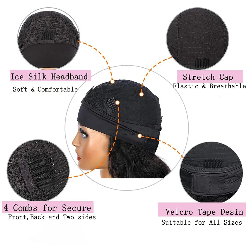 Kinky Curly Headband Human Hair Wigs