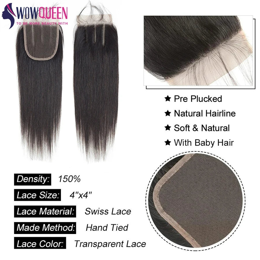Straight Remy Transparent Lace Closure Frontal -100% Human Hair