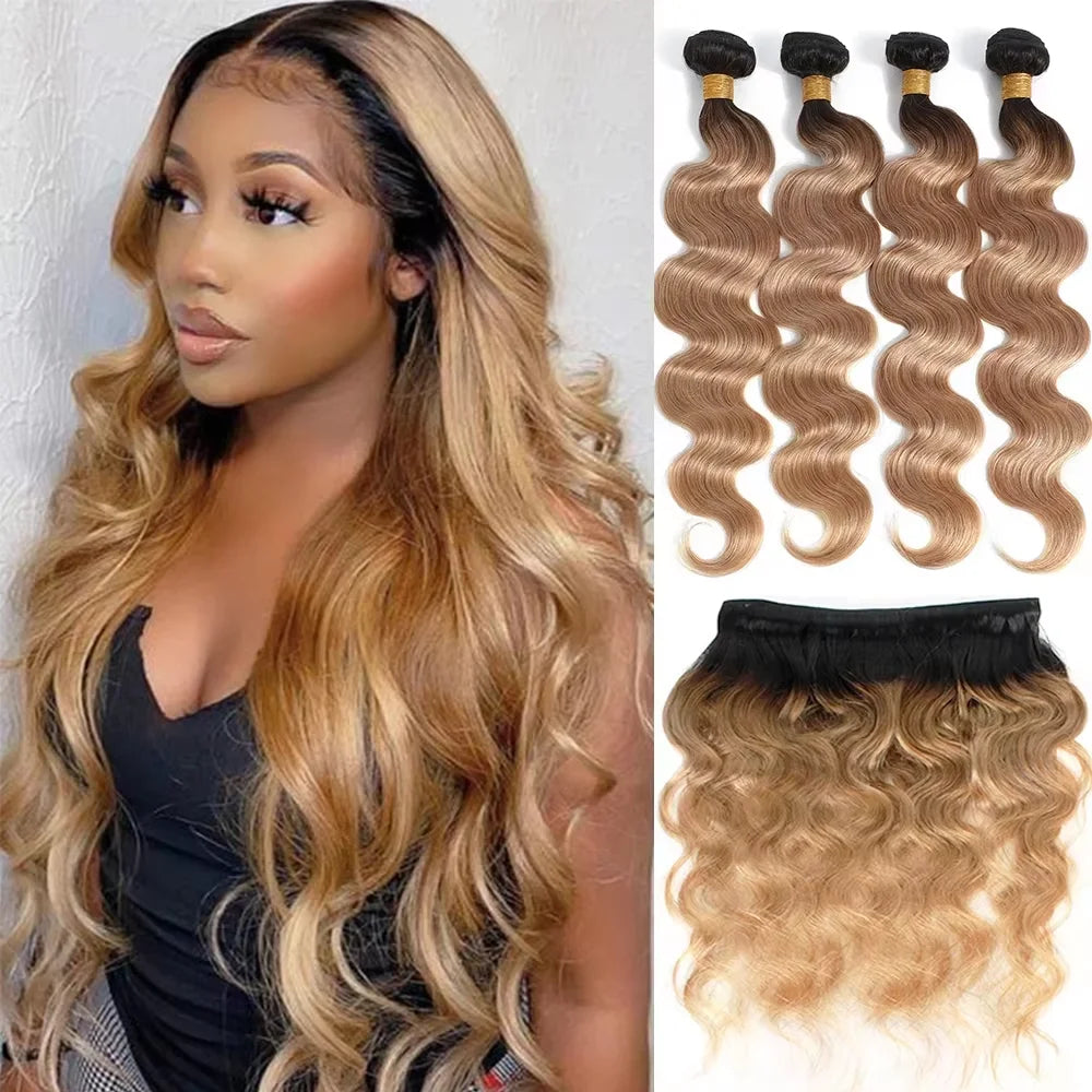 Ombre Blonde Body Wave Bundles - Brazilian Remy 100% Unprocessed Human Hair