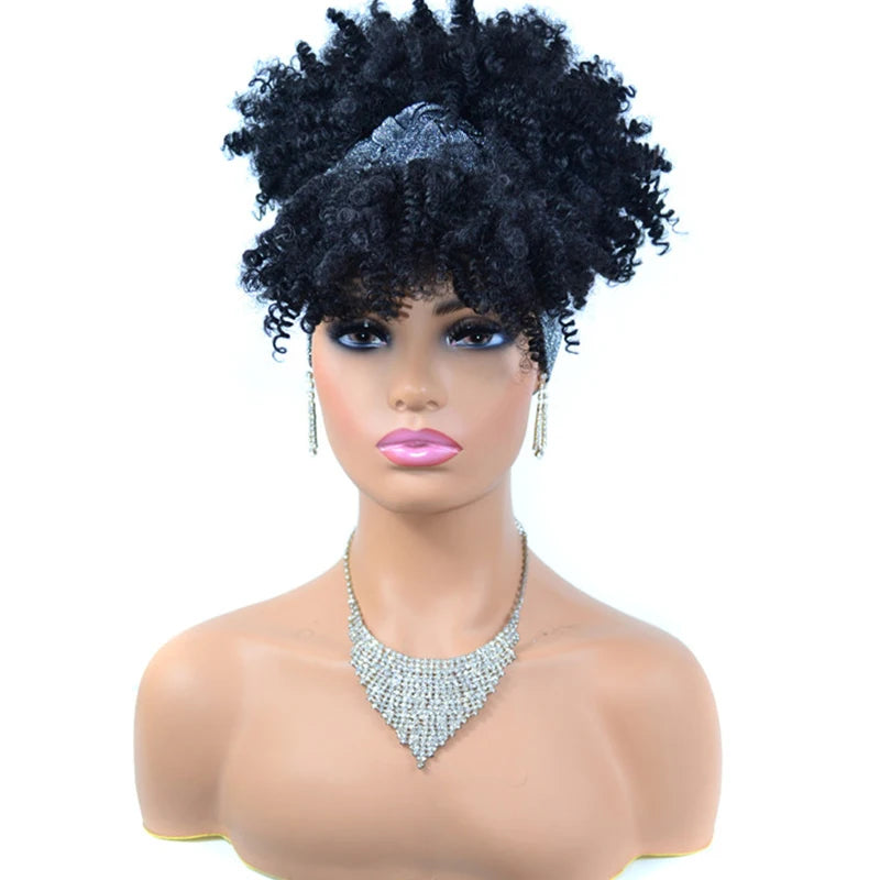 Synthetic Short Kinky Curly Headband Wigs - Various Colors Available