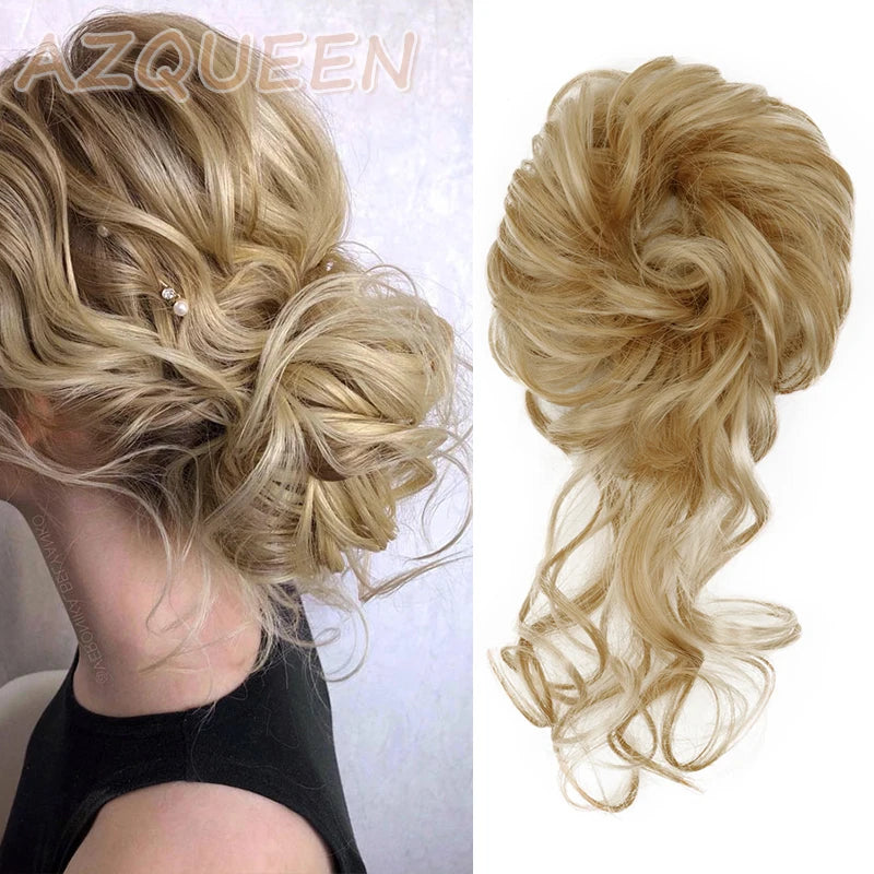 Synthetic Culrly Messy Ponytail Updo Bun with Elastic Band/Scrunchy