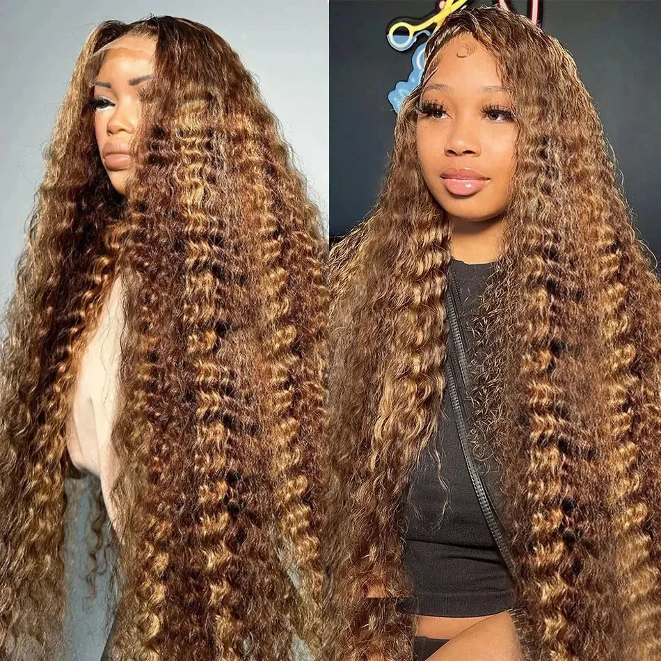 Brazilian Deep Wave Curly Highlight Color - HD Lace Human Hair Wig