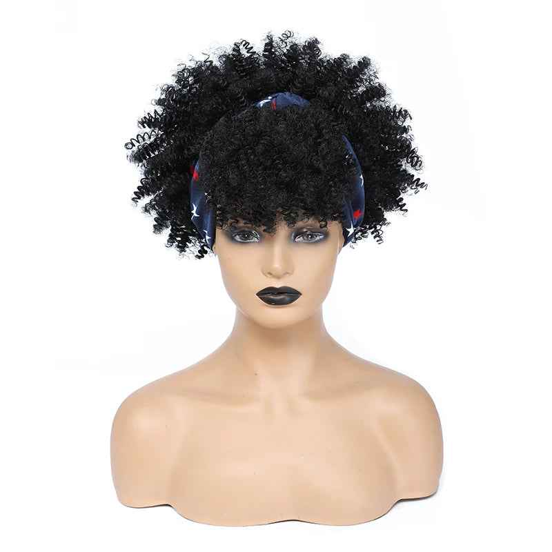 Synthetic Short Kinky Curly Headband Wigs - Various Colors Available