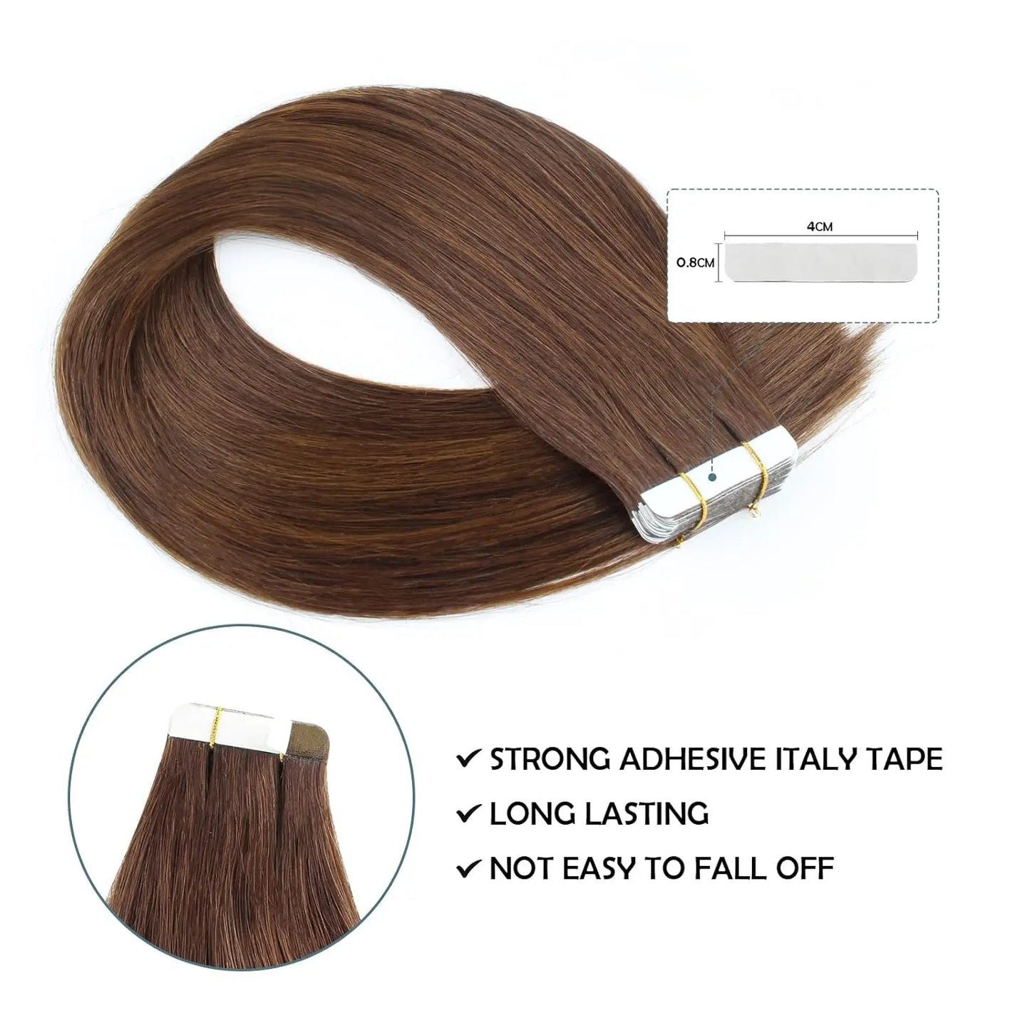 Straight 100% Human Hair Adhesive Tape In Seamless Skin Weft 20/40 Piece Options